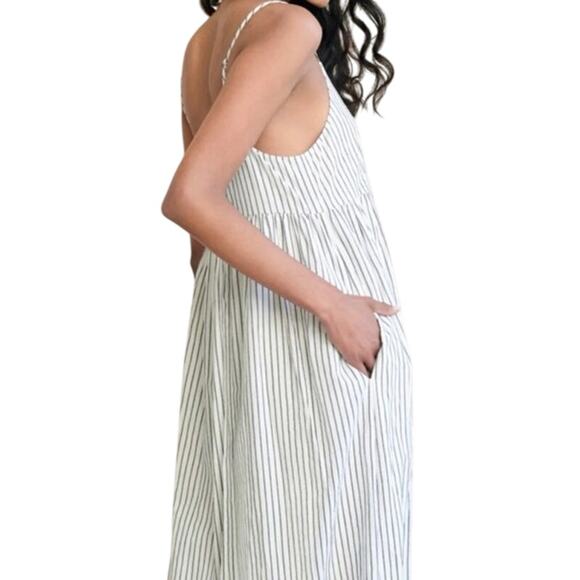 JENNI KAYNE The Cove Off-White Navy Striped Stripe Dress Preppy Maxi - Sz XXL - Picture 2 of 10